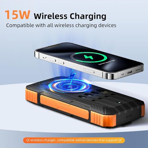 Solar Charger Power Bank 49800mAh Wireless Portable Phone Charger, 22.5W QC3.0 Fast Charging Built in 4 Cables with USB C 6 Outputs & 2 Inputs for All Cell Phone in Kuwait