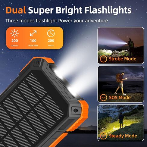 Solar Charger Power Bank 49800mAh Wireless Portable Phone Charger, 22.5W QC3.0 Fast Charging Built in 4 Cables with USB C 6 Outputs & 2 Inputs for All Cell Phone in Kuwait