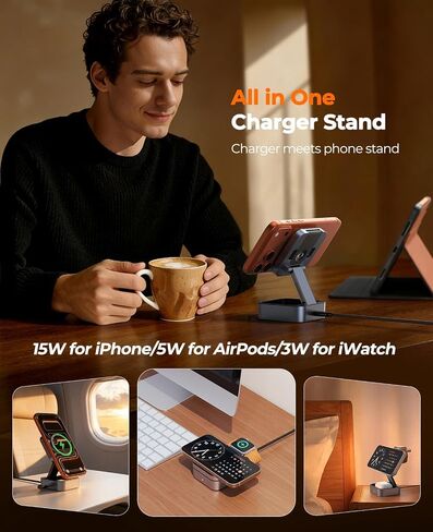 3-in-1 Charging Station for iPhone, MagSafe Charger Stand for Apple in Kuwait
