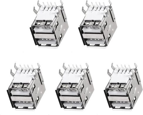 5Pcs USB PCB Socket Type-A 8Pin Horizontal 90 1.5A Silver Black in Kuwait