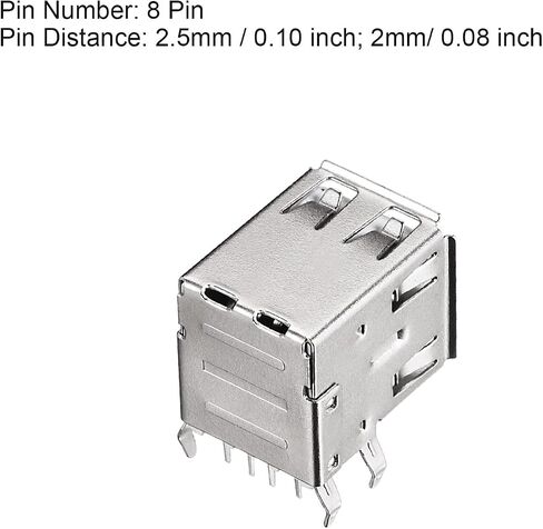 5Pcs USB PCB Socket Type-A 8Pin Horizontal 90 1.5A Silver Black in Kuwait