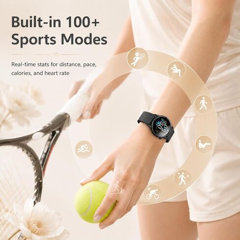 Smart Watch for Women, 1.1" AMOLED Display, Ultra-Light Smartwatch with Heart Rate & Sleep Tracking, SpO2 Monitor, 100+ Sports Modes, Fitness Tracker, 5ATM Waterproof, iPhone & Android in Kuwait
