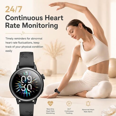 Smart Watch for Women, 1.1" AMOLED Display, Ultra-Light Smartwatch with Heart Rate & Sleep Tracking, SpO2 Monitor, 100+ Sports Modes, Fitness Tracker, 5ATM Waterproof, iPhone & Android in Kuwait