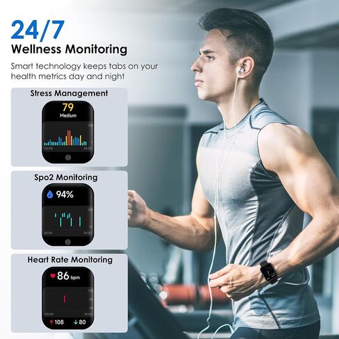 KEEPONFIT Smart Watches for Women Android/iPhone, IP68 Waterproof Fitness Tracker with Bluetooth Calls(Answer&Make), Activity Pedometer/Heart Rate/SpO2 Monitor/100+ Sports Model (W20 Black) in Kuwait