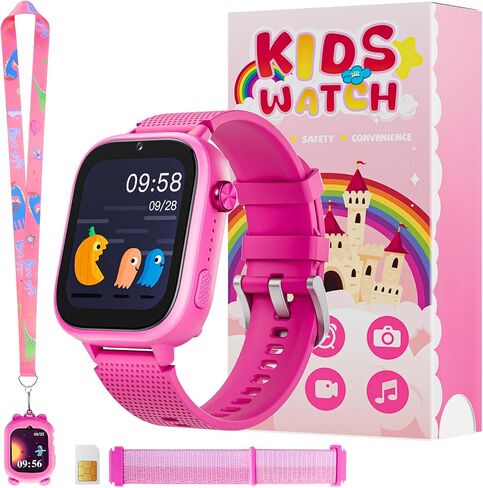 OKYUK 4G Kids Smart Watches Girls Gifts Age 3-12, Smart Watch for Kids with 47 Games, Two-Way Calling Feature, SOS Emergency Call Camera Video Recorder Gift Toys for Girls Ages 5 6 7 8 9 10 (Black) in Kuwait