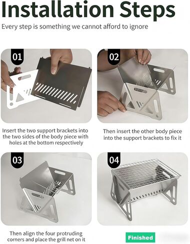 Portable Stainless Steel Wood-Burning Camp Stove Foldable with Chimney Fire Pit for Backpacking Camping Survival Backyard in Kuwait
