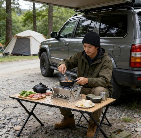 Portable Stainless Steel Wood-Burning Camp Stove Foldable with Chimney Fire Pit for Backpacking Camping Survival Backyard in Kuwait