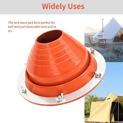 Silicone Tent Stove Jack Kit Fitting Pipe OD 3" to 6-1/4", Flexible High Temp Stove Jack Kit for Bell Tent/Yurt/Wood Burner (#4 (Pipe OD 3" to 6-1/4")) in Saudi Arabia