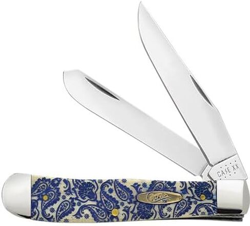 CASE XX WR POCKET KNIFE, BLUE PAISLEY TRAPPER, 4 1/8 INCHES CLOSED, ITEM #144501 in Kuwait