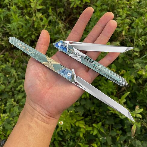 folding knife belt clip, M390 steel blade, outdoor camping knife, portable pocket knife titanium handle lightweight EDC men's pocket knife belt sheath in Kuwait