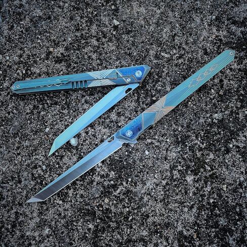 folding knife belt clip, M390 steel blade, outdoor camping knife, portable pocket knife titanium handle lightweight EDC men's pocket knife belt sheath in Kuwait
