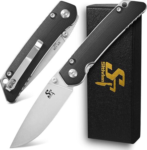 Sitivien ST128 Folding Knife,D2 Blade G10 Handle Safety Liner Lock EDC Tool Knife for Outdoor Hiking Camping-Desert in Kuwait