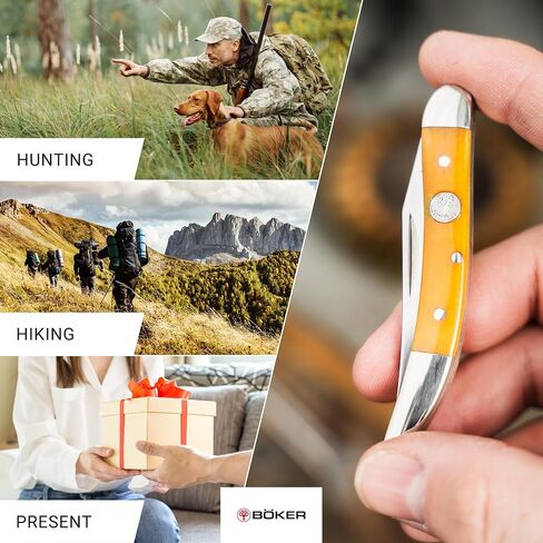 Boker Texas Toothpick 3 Inch Pocket Knife, Yellow Smooth Bone, Traditional Series 2.0, Made in Germany in Kuwait