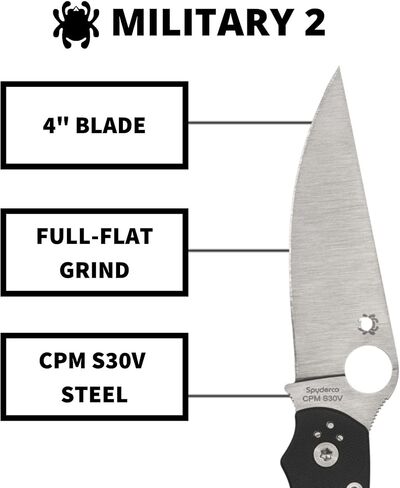 Spyderco Military 2 Folding Pocket Knife, PlainEdge in Kuwait