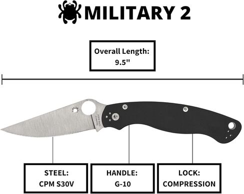 Spyderco Military 2 Folding Pocket Knife, PlainEdge in Kuwait