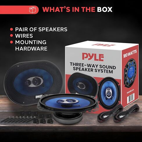 Pyle 6" x 9" Car Sound Speaker (Pair) - Upgraded Blue Poly Injection Cone 4-Way 400 Watts w/ Non-fatiguing Butyl Rubber Surround 50-20Khz Frequency Response 4 Ohm & 1.25" ASV Voice Coil PL6984BL Blue in Kuwait