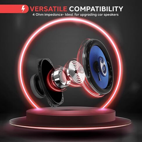 Pyle 6" x 9" Car Sound Speaker (Pair) - Upgraded Blue Poly Injection Cone 4-Way 400 Watts w/ Non-fatiguing Butyl Rubber Surround 50-20Khz Frequency Response 4 Ohm & 1.25" ASV Voice Coil PL6984BL Blue in Kuwait