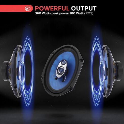 Pyle 6" x 9" Car Sound Speaker (Pair) - Upgraded Blue Poly Injection Cone 4-Way 400 Watts w/ Non-fatiguing Butyl Rubber Surround 50-20Khz Frequency Response 4 Ohm & 1.25" ASV Voice Coil PL6984BL Blue in Kuwait
