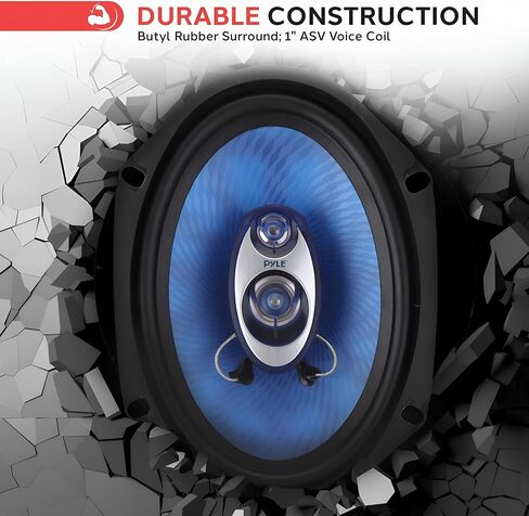 Pyle 6" x 9" Car Sound Speaker (Pair) - Upgraded Blue Poly Injection Cone 4-Way 400 Watts w/ Non-fatiguing Butyl Rubber Surround 50-20Khz Frequency Response 4 Ohm & 1.25" ASV Voice Coil PL6984BL Blue in Kuwait