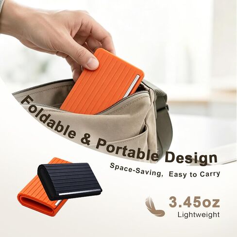 Silicone Phone Stand with Aluminum, Flexible Foldable Phone Holder, Bendable Adjustable Anti-Slip Desktop Stand for Phone Tablet Laptop, Portable Rollable Multi-Angle Stand for Home (Black+Orange) in Kuwait