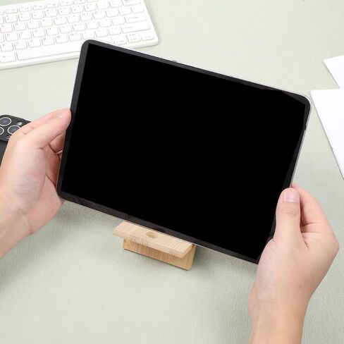 Bamboo Cell Phone Stand Cell Phone Stand for Desk Solid Wood Stands Wooden Holder Portable Wood Holder for Bed Compatible with Smart Tablet Desk with Charging Hole in Kuwait