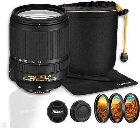 Nikon AF-S 18-140mm VR Lens | DX Format Zoom for DSLR Photography Bundle in Kuwait