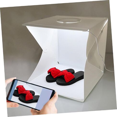 Portable Folding Photo Box Light Box Photography Tent with 30cm LED Lights and Black White Backdrops for Small Business Product Photography in Kuwait