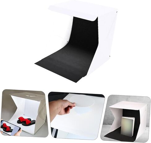 Portable Folding Photo Box Light Box Photography Tent with 30cm LED Lights and Black White Backdrops for Small Business Product Photography in Kuwait