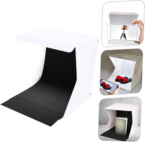 Portable Folding Photo Box Light Box Photography Tent with 30cm LED Lights and Black White Backdrops for Small Business Product Photography in Kuwait
