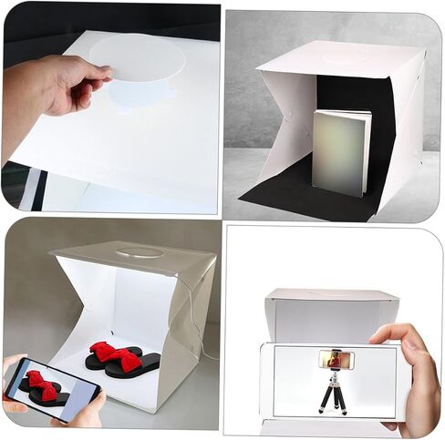 Portable Folding Photo Box Light Box Photography Tent with 30cm LED Lights and Black White Backdrops for Small Business Product Photography in Kuwait