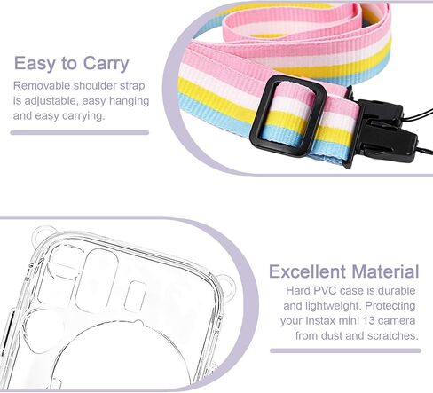 Clear Camera Case Cover for Fujifilm Instax Mini 13 with Camera Strap in Kuwait