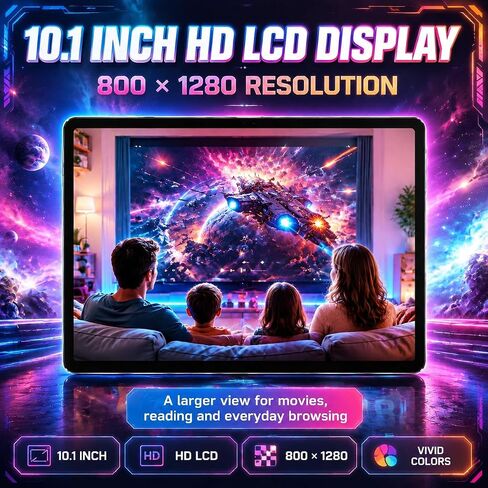 2026 Android 16 Tablet 10.1 Inch with 24GB RAM 64GB ROM, 1TB TF Card Expandable, 6000mAh Battery, Dual Band WiFi, BT5.4, Dual HD Cameras, Portable Tablet for Study, Business&Entertainment in Kuwait