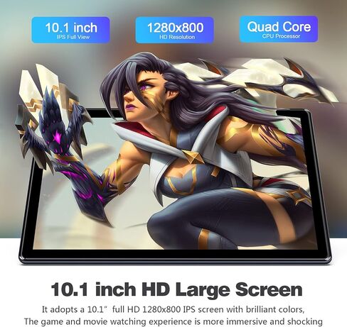 10-Inch Android Tablet, 64GB Storage (Expandable to 512GB), 6000mAh Battery, 1280×800 HD IPS Display, Dual Camera, GMS Certified – Lightweight for Reading, Streaming, and Daily Use in Kuwait
