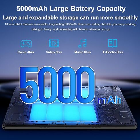 Gleeso Tablet 10 Inch Android 15, 2 in 1 Tablet with Keyboard, 24GB RAM+128GB ROM+1TB Expand, Octa Core, 5000mAh, WiFi 6, BT5.4, 8MP+5MP Dual Camera, Type-C Fast Charging-Black in Kuwait