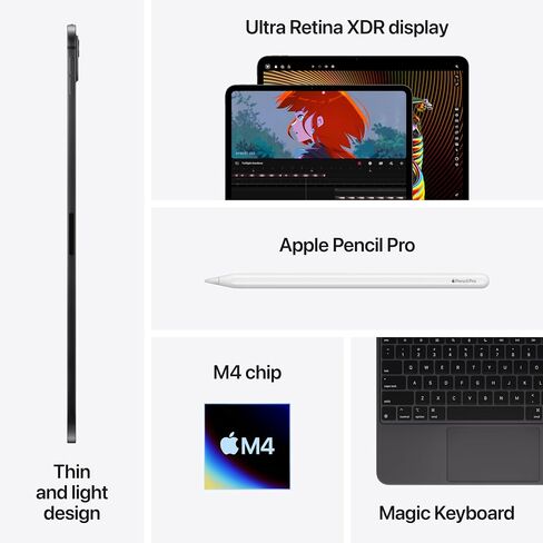 Apple 2024 iPad Pro 11-inches, Wi-Fi + Cellular, 256GB - Space Black (Renewed) in Kuwait