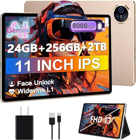Android 15 Tablet, 30GB RAM + 128GB ROM 2TB TF, 2026 Tablet with Keyboard and Mouse, 10.1 inch Touchscreen, 8000mAh Battery, Incell Display, 2.0GHz, Gemini AI, 5G WiFi, BT 5.0, GPS- Metal Grey in Kuwait