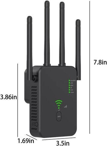 WiFi Extender, Fastest WiFi Booster 1200Mbps Dual Band (5GHz/2.4GHz) WiFi Extenders Signal Booster for Home, WiFi Repeater with Ethernet Port Covers up to 10000sq. ft and 55 Devices (Black) in Kuwait