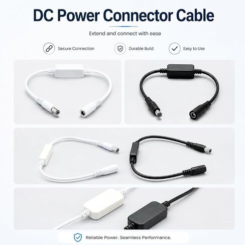 Router Rebooter, WiFi Reset Device, Automatic Restart Cable with DC5521 Male to Female Connector, 24-Hour Smart Timer for Modem, CCTV & Network Gear, Improves Internet Speed (Black and White) in Kuwait