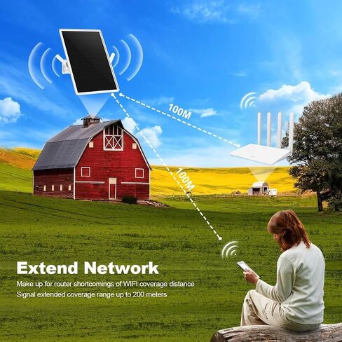 Solar WiFi Extender Signal Booster Outdoor, 300-feet Long Range, 2.4G WiFi Repeater 300Mbps, with 15W Solar Panel and 25000mAh Battery, Outdoor WiFi Repeater in Kuwait