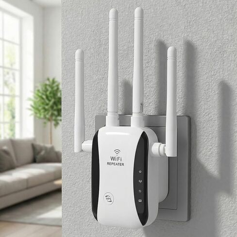 WiFi Extender, Wireless Signal Repeater, Mini WiFi Amplifier for Home Use, 1200Mbps Reliable Network Coverage with Wall Penetration in Kuwait