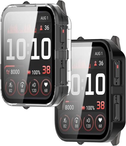 Case with Tempered Glass Screen Protector Compatible for Garmin Venu X1, Bumper Full Coverage Protective Hard PC Cases Face Cover for Venu X1 Smartwatch, Black+Transparent in Kuwait