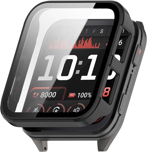 Case with Tempered Glass Screen Protector Compatible for Garmin Venu X1, Bumper Full Coverage Protective Hard PC Cases Face Cover for Venu X1 Smartwatch, Black+Transparent in Kuwait