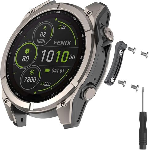 RuenTech Metal Crash Protection Watch Accessories for Garmin Fenix 8 Pro AMOLED/Quatix8/Tactix8/Fenix 8 SOLAR/Fenix 8 AMOLED 47MM 51MM (Grey, 47mm) in Kuwait