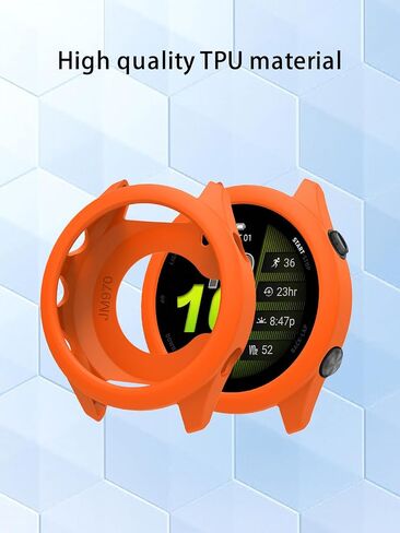 (2 Pack) Case for Garmin Forerunner 970 Running Smartwatch,Soft Silicone Thin Lightweight Bumper Cover Protector for Garmin Forerunner 970,(White+Orange) in Kuwait