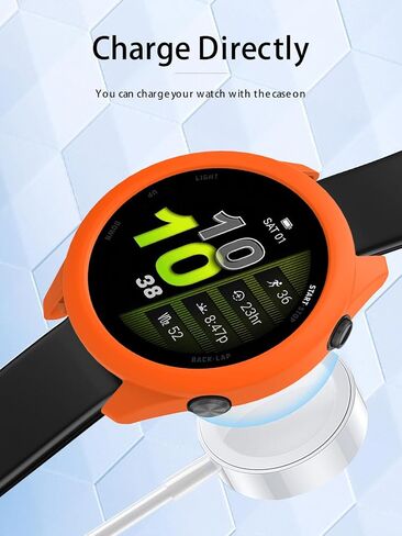 (2 Pack) Case for Garmin Forerunner 970 Running Smartwatch,Soft Silicone Thin Lightweight Bumper Cover Protector for Garmin Forerunner 970,(White+Orange) in Kuwait