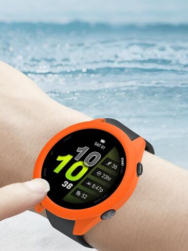 (2 Pack) Case for Garmin Forerunner 970 Running Smartwatch,Soft Silicone Thin Lightweight Bumper Cover Protector for Garmin Forerunner 970,(White+Orange) in Kuwait