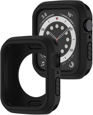 2-piece watch protective case set, silicone half-cover, compatible with iWatch 11/SE3/10/9/8/7/6/5/4 series, suitable for Apple Watch 40/41mm, black in Kuwait