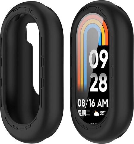 LOKEKE Compatible with Xiaomi Band 10 Protective Case Cover, Silicone Protective Watch Case Cover Shell Compatible with Xiaomi MI Band 10/9/8(Black) in Kuwait
