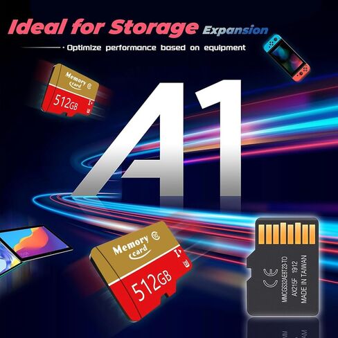 MicroXC Card TF Card 512GB UHS-I (U3) V30 4K A2 Class10 Compatible, High Speed,for Storage Phone/Dash Cam/Camera/PC/Tablet in Kuwait