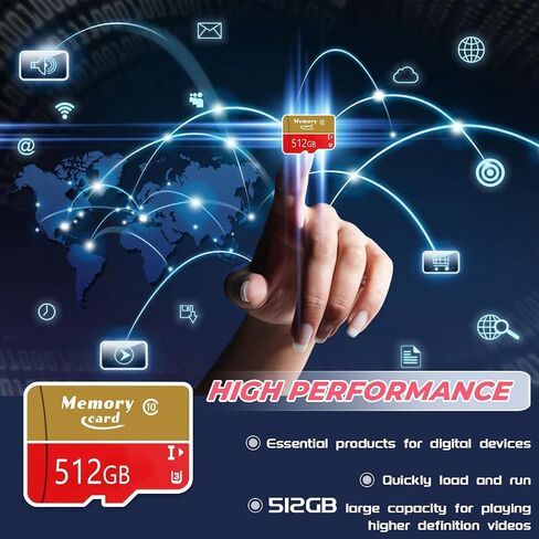 MicroXC Card TF Card 512GB UHS-I (U3) V30 4K A2 Class10 Compatible, High Speed,for Storage Phone/Dash Cam/Camera/PC/Tablet in Kuwait